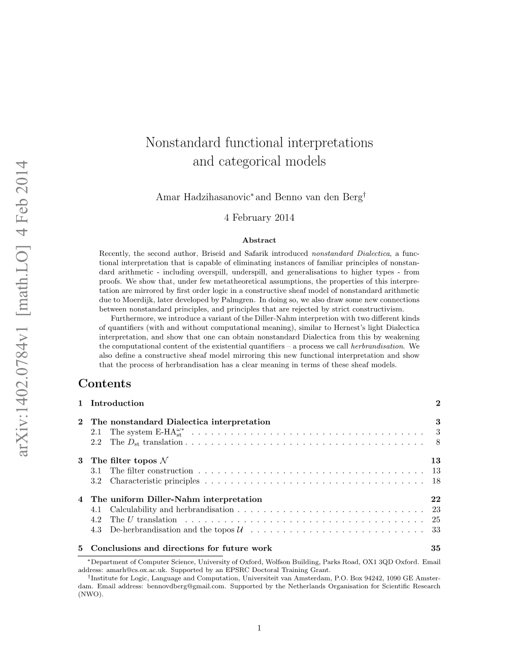 Nonstandard Functional Interpretations and Categorical Models