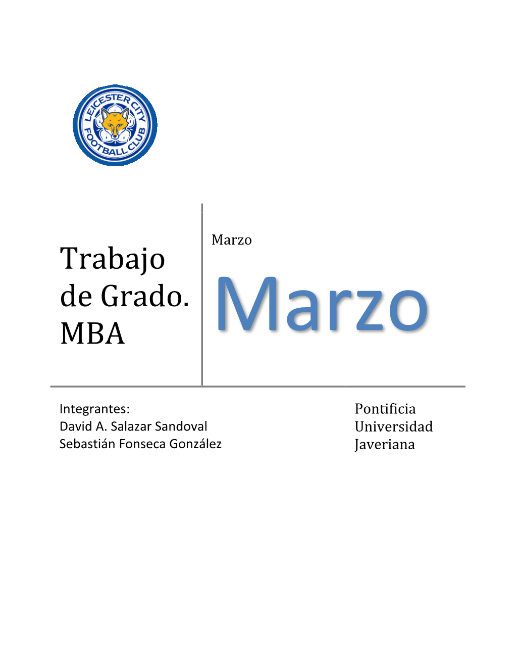 Trabajo De Grado. MBA Marzo