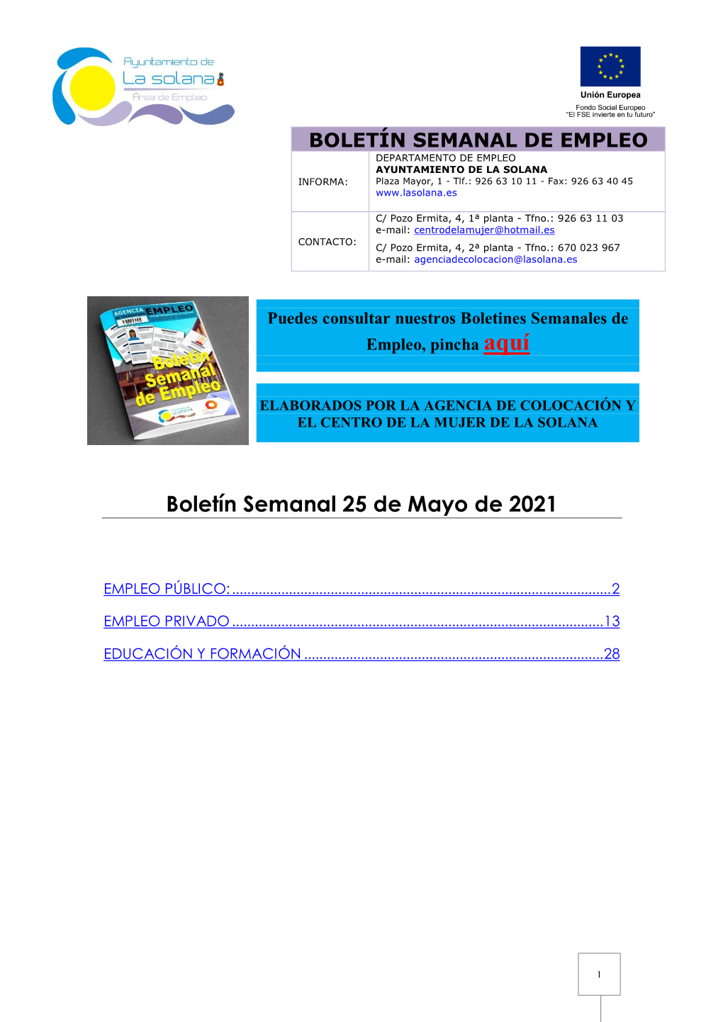 Boletín Semanal 25 De Mayo De 2021