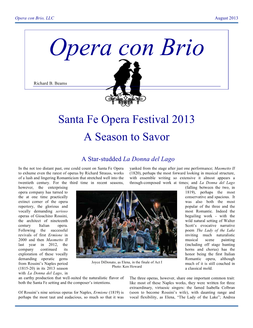 Santa Fe Opera Festival 2013 a Season to Savor