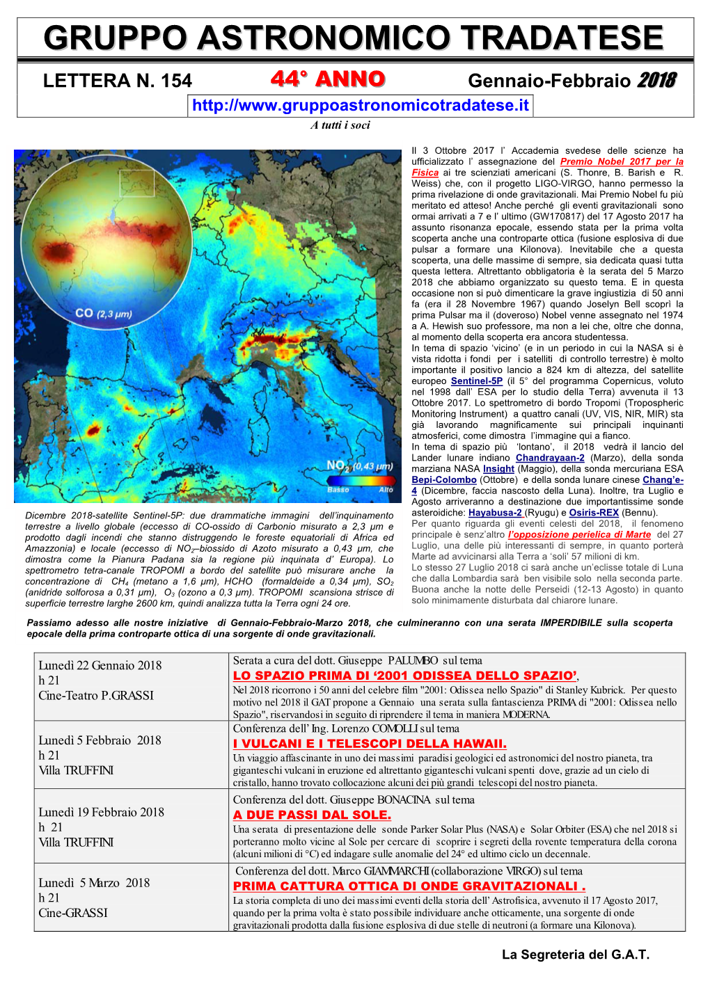 LETTERA N. 154 444444°°° AAANNNNNNOOO Gennaio-Febbraio 2018 a Tutti I Soci