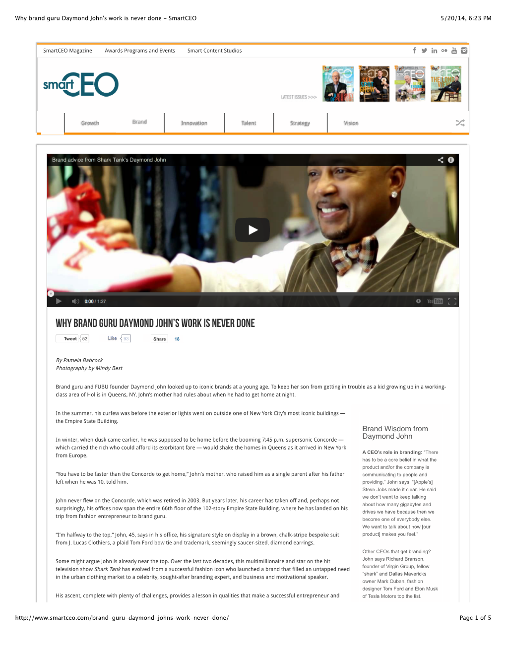 Why Brand Guru Daymond John's Work Is Never Done - Smartceo 5/20/14, 6:23 PM