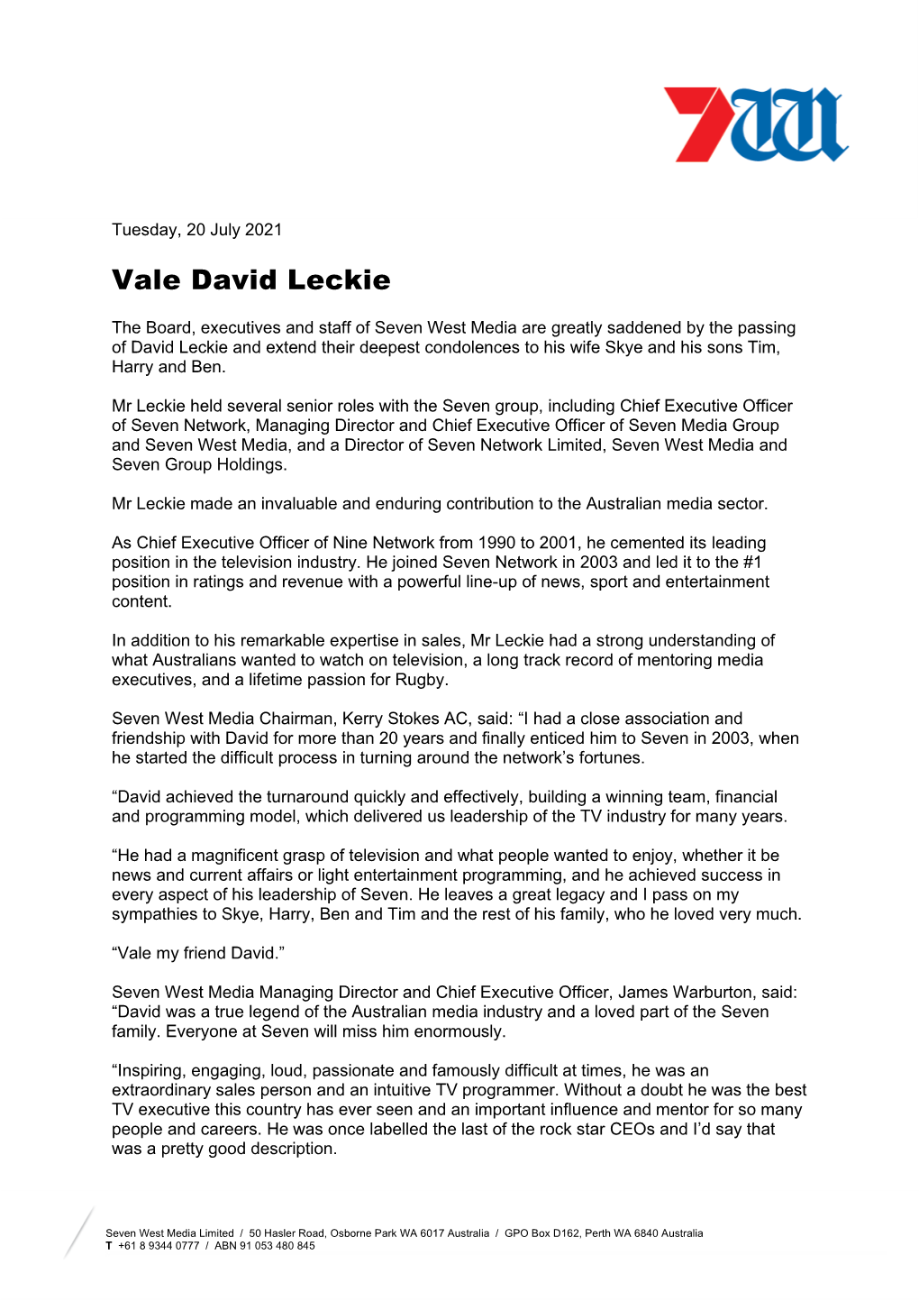 Vale David Leckie