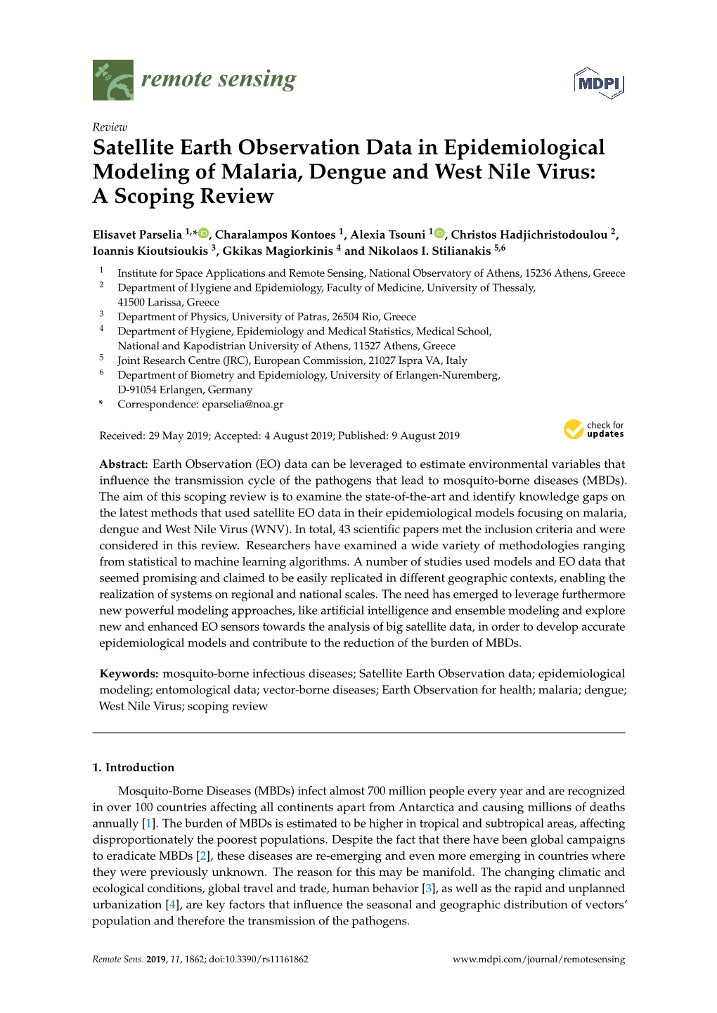 Satellite Earth Observation Data in Epidemiological Modeling of Malaria, Dengue and West Nile Virus: a Scoping Review