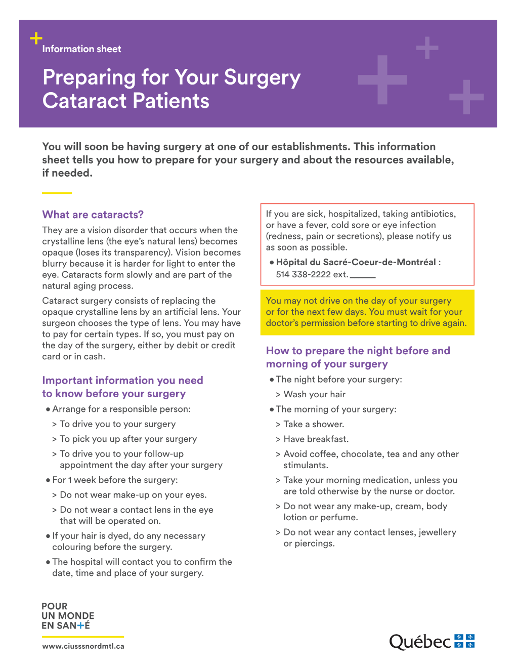 Preparing for Your Surgery Cataract Patients