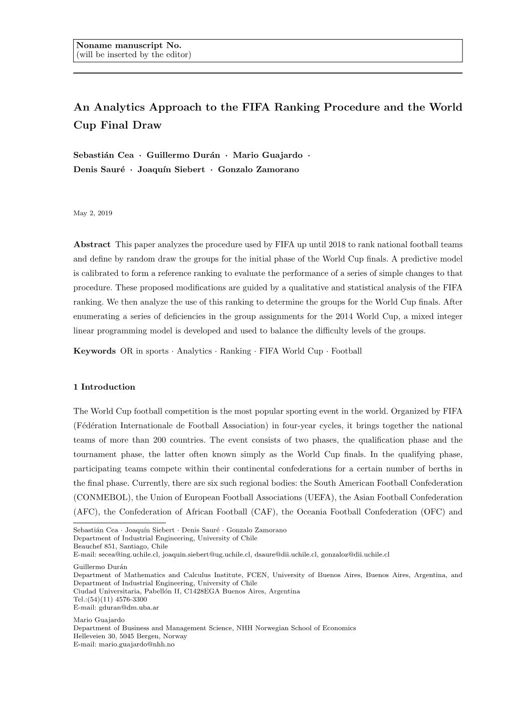 An Analytics Approach to the FIFA Ranking Procedure and the World Cup Final Draw