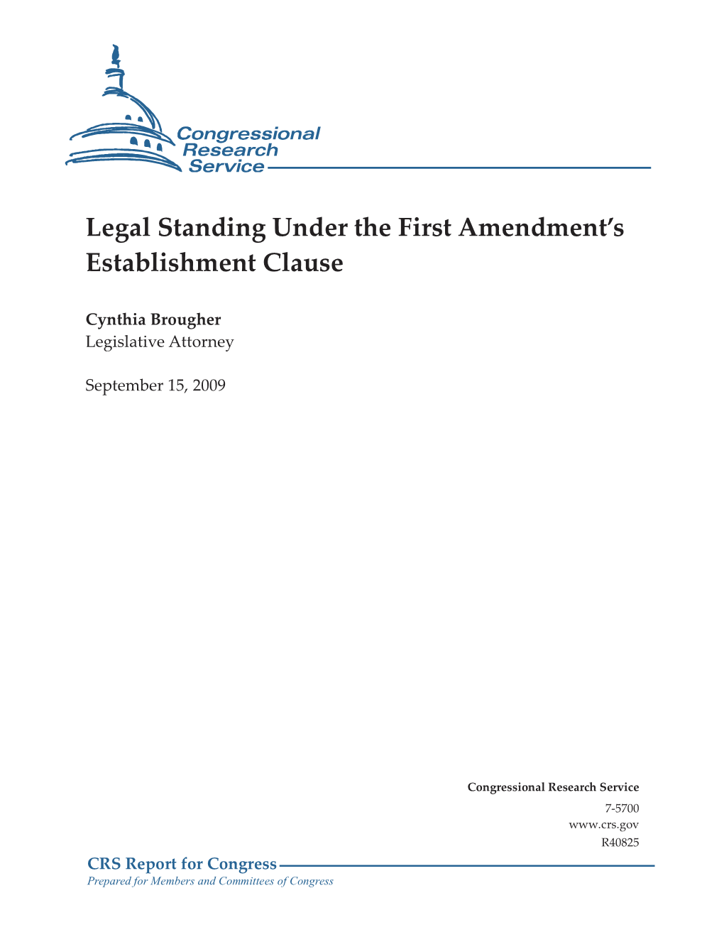 Legal Standing Under the First Amendment's Establishment Clause