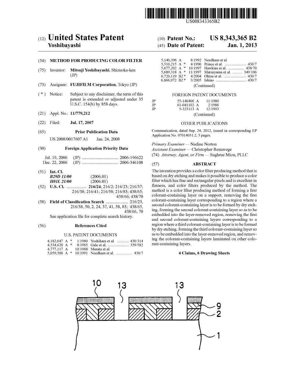 (12) United States Patent (10) Patent No.: US 8,343,365 B2 Yoshibayashi (45) Date of Patent: Jan