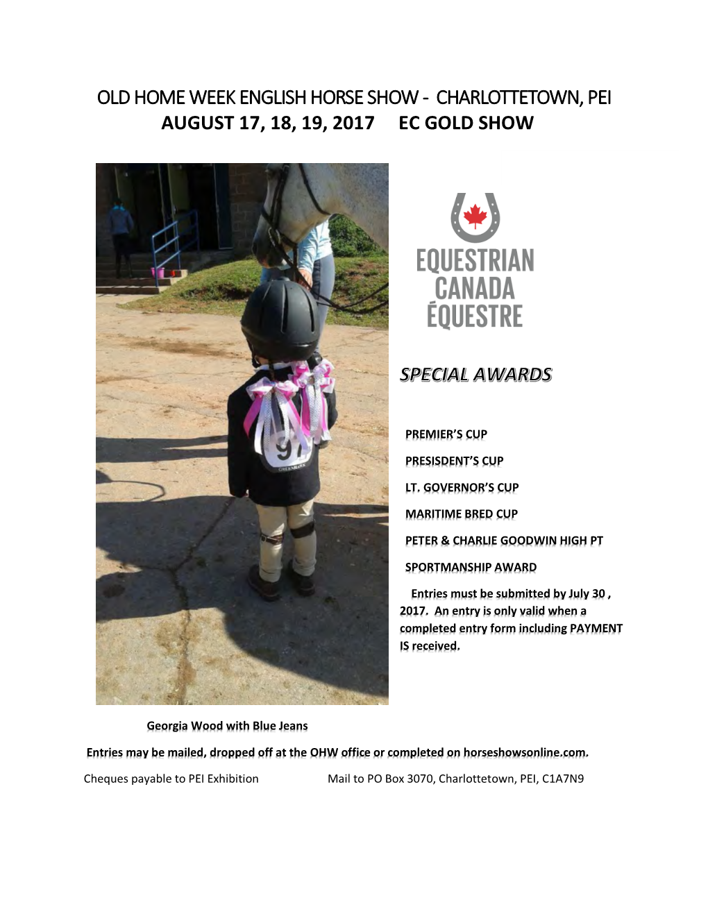 Old Home Week English Horse Show - Charlottetown, Pei August 17, 18, 19, 2017 Ec Gold Show