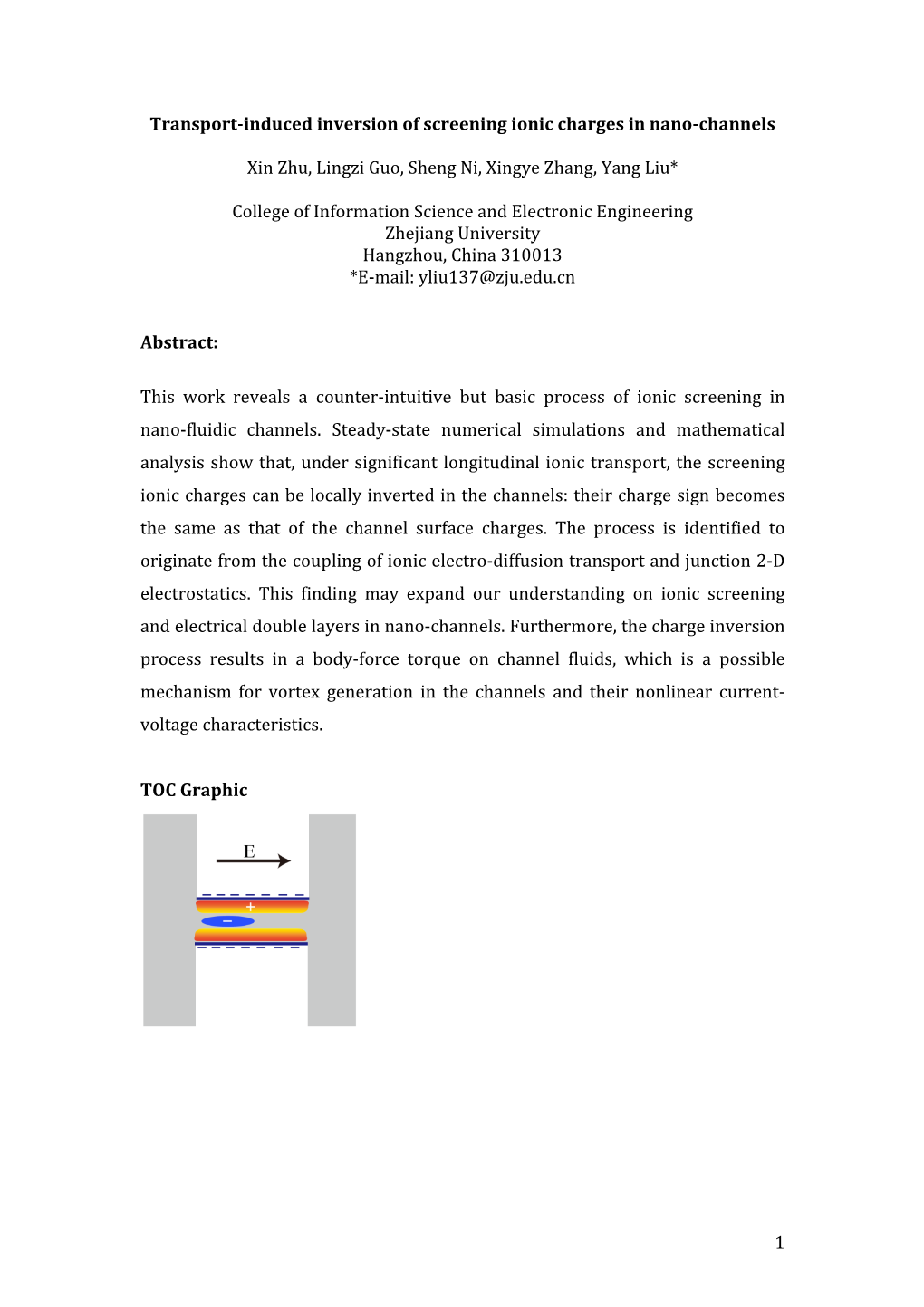 1 Transport-Induced Inversion of Screening Ionic Charges In