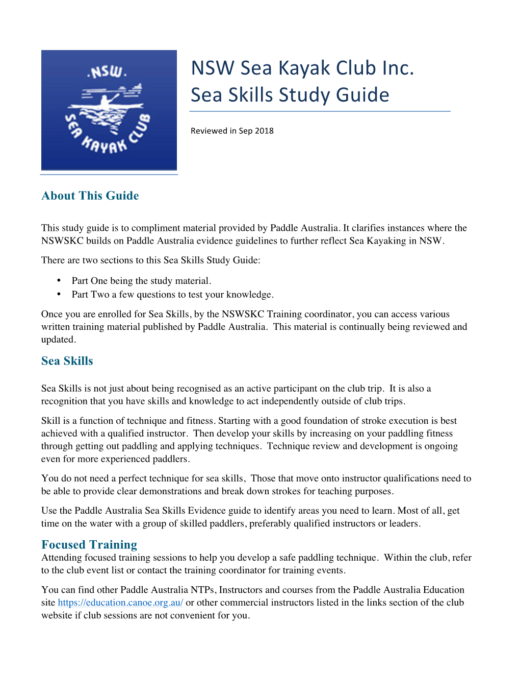 Sea Skills Study Guide