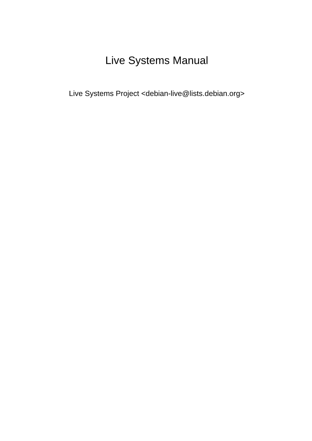 Live Systems Manual