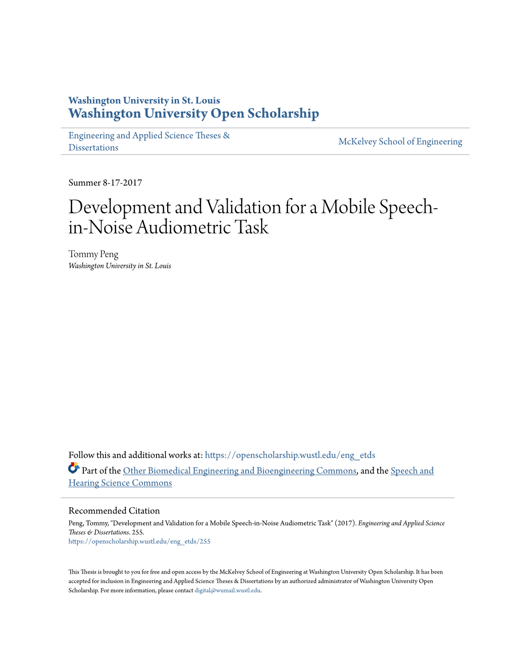 Development and Validation for a Mobile Speech-In-Noise Audiometric Task