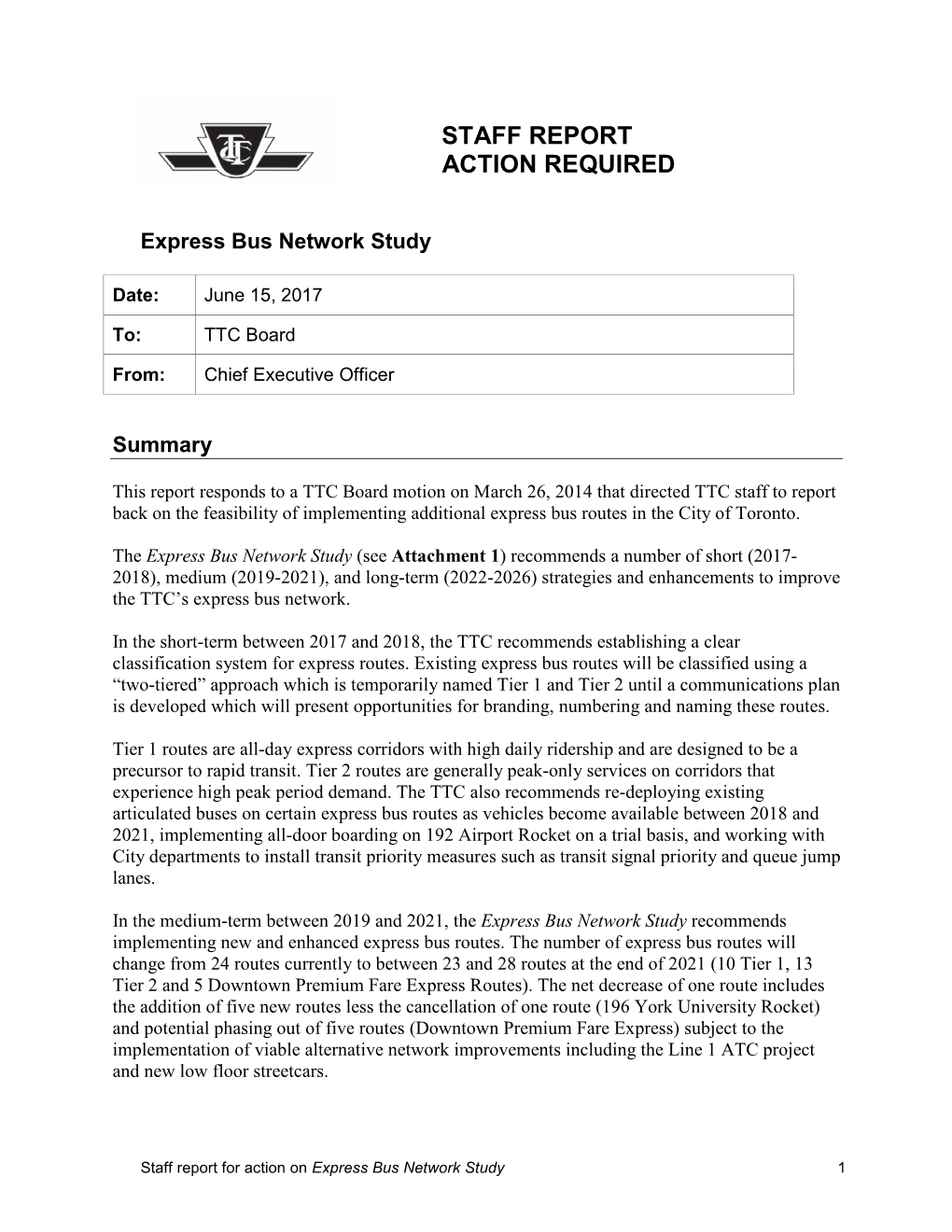 Express Bus Route Network Study (For Action)