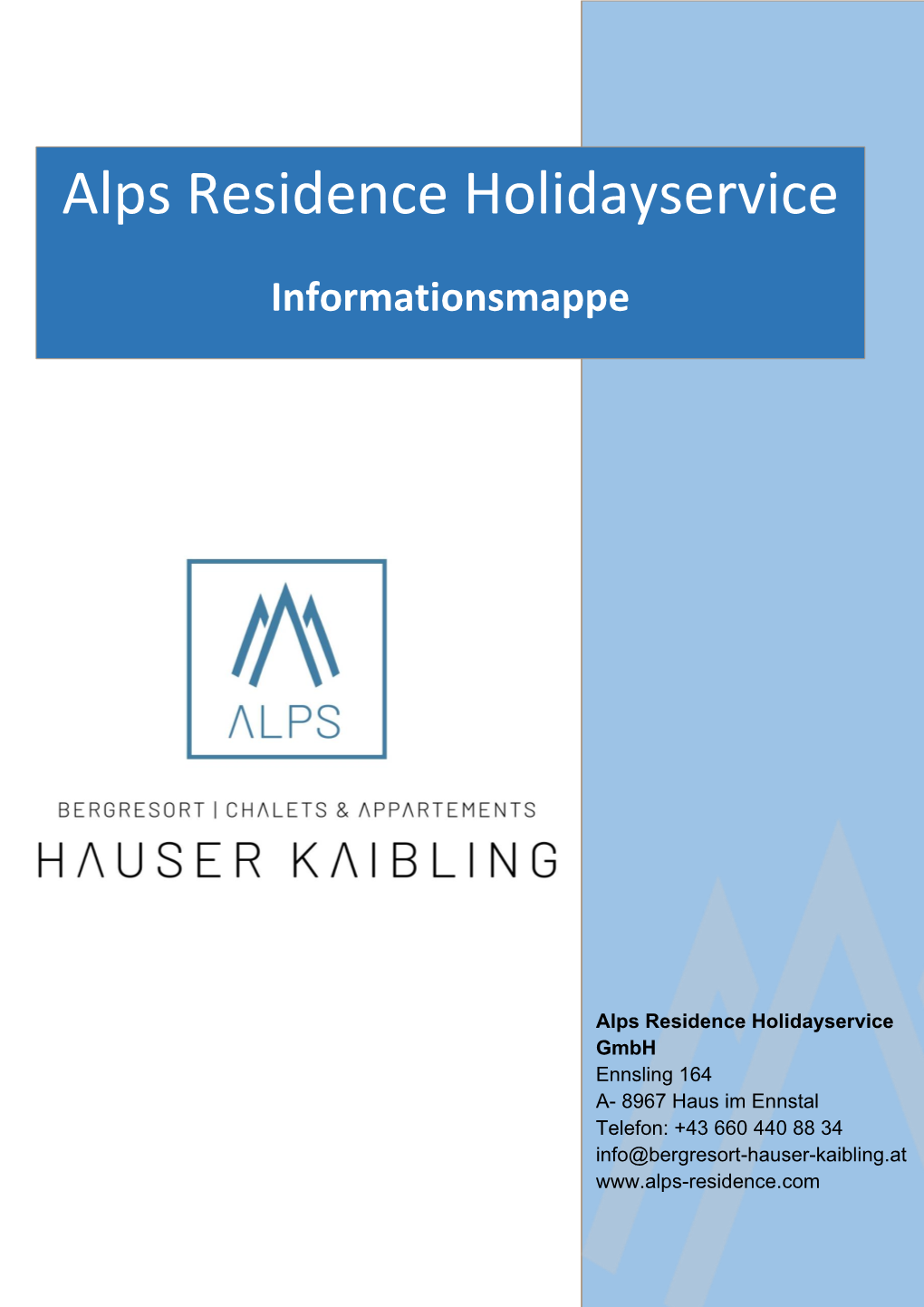 Alps Residence Holidayservice Informationsmappe