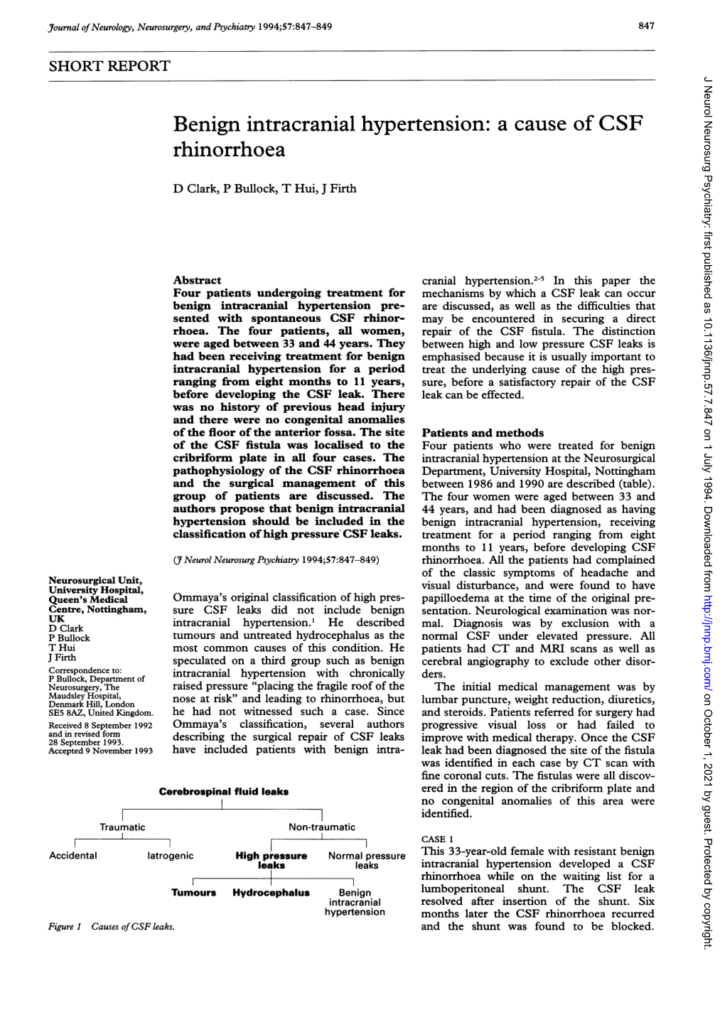 Benign Intracranial Hypertension: a Cause of CSF Rhinorrhoea