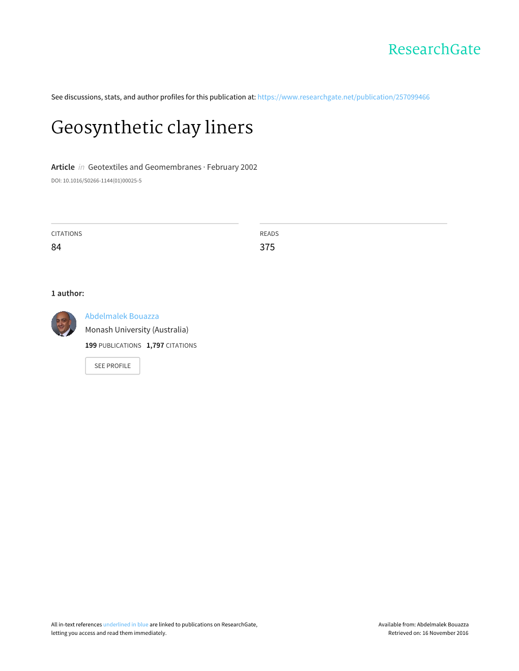 Geosynthetic Clay Liners