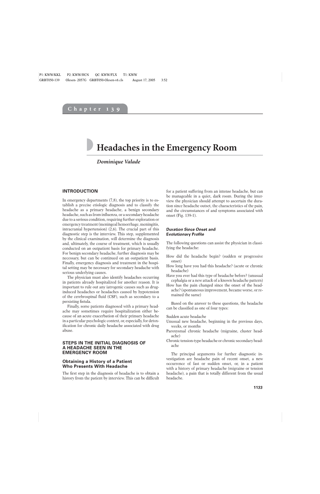 Headaches in the Emergency Room