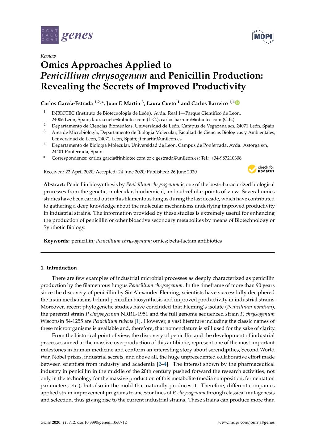 Omics Approaches Applied to Penicillium Chrysogenum and Penicillin Production: Revealing the Secrets of Improved Productivity