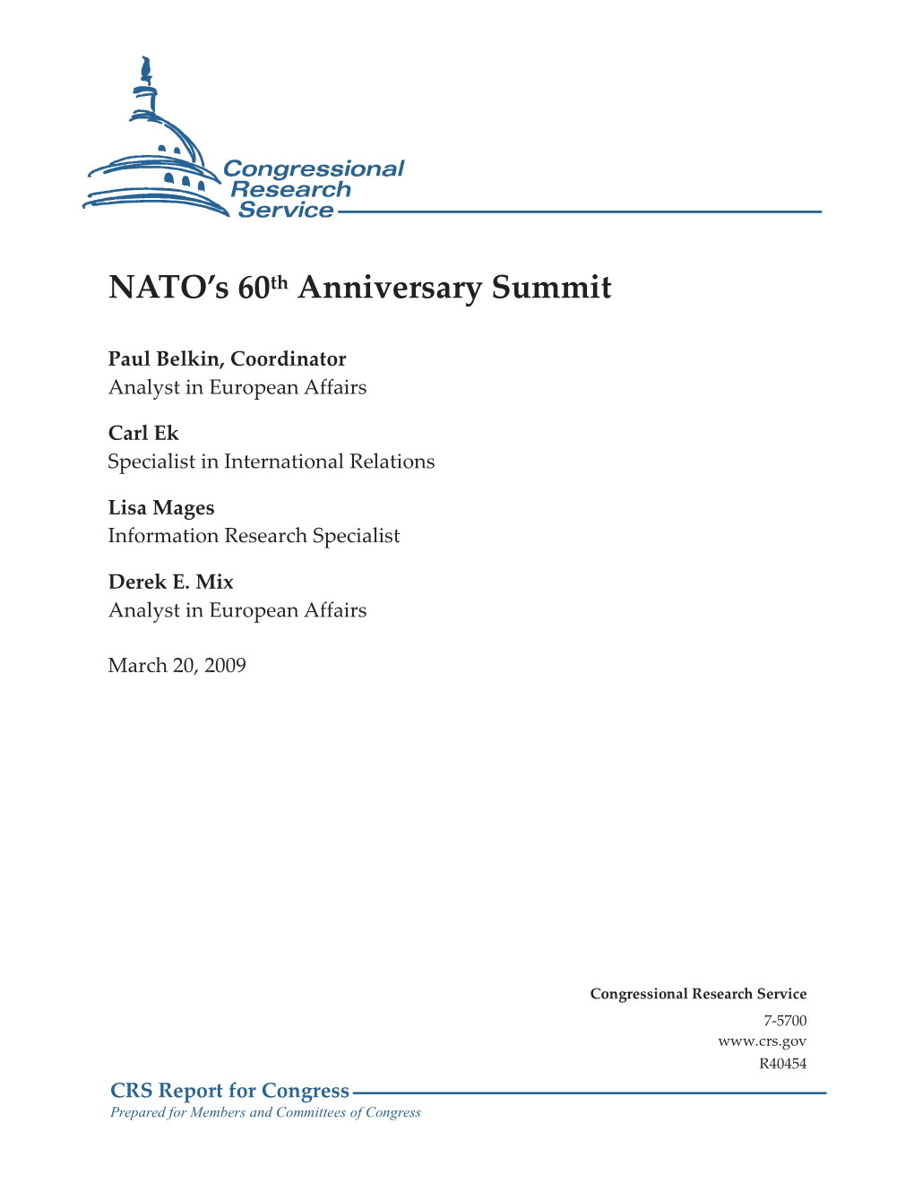 NATO's 60Th Anniversary Summit