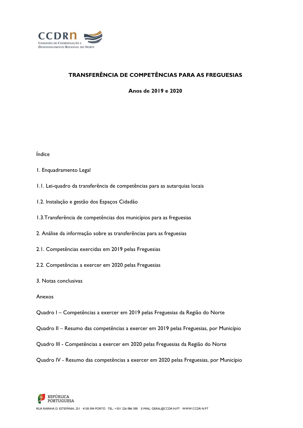 Transferência De Competências Para As Freguesias 2019 E 2020