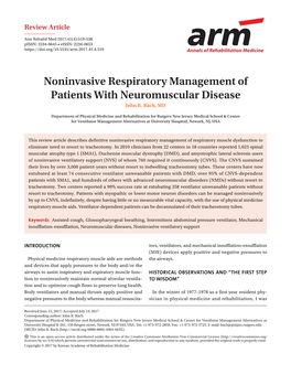 Noninvasive Respiratory Management of Patients with Neuromuscular Disease John R