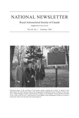NATIONAL NEWSLETTER Royal Astronomical Society of Canada Supplement to the Journal
