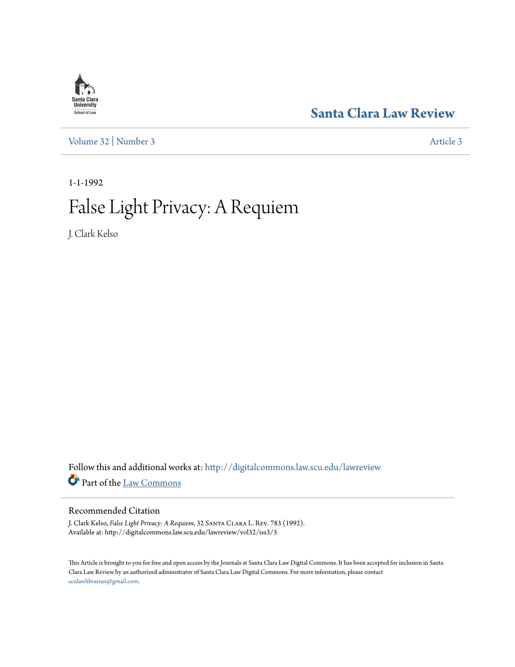 False Light Privacy: a Requiem J