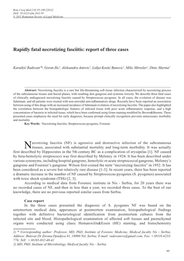 Rapidly Fatal Necrotizing Fasciitis: Report of Three Cases