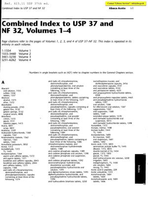 Col11bined Index to USP 37 and NF 32, Volul11es 1-4