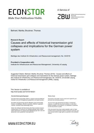 Causes and Effects of Historical Transmission Grid Collapses and Implications for the German Power System
