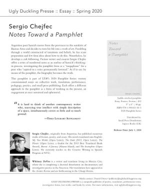 Sergio Chejfec Notes Toward a Pamphlet