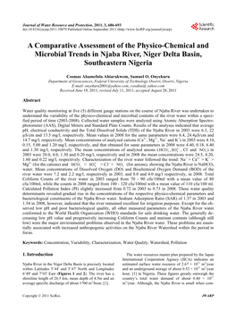 A Comparative Assessment of the Physico-Chemical and Microbial Trends in Njaba River, Niger Delta Basin, Southeastern Nigeria