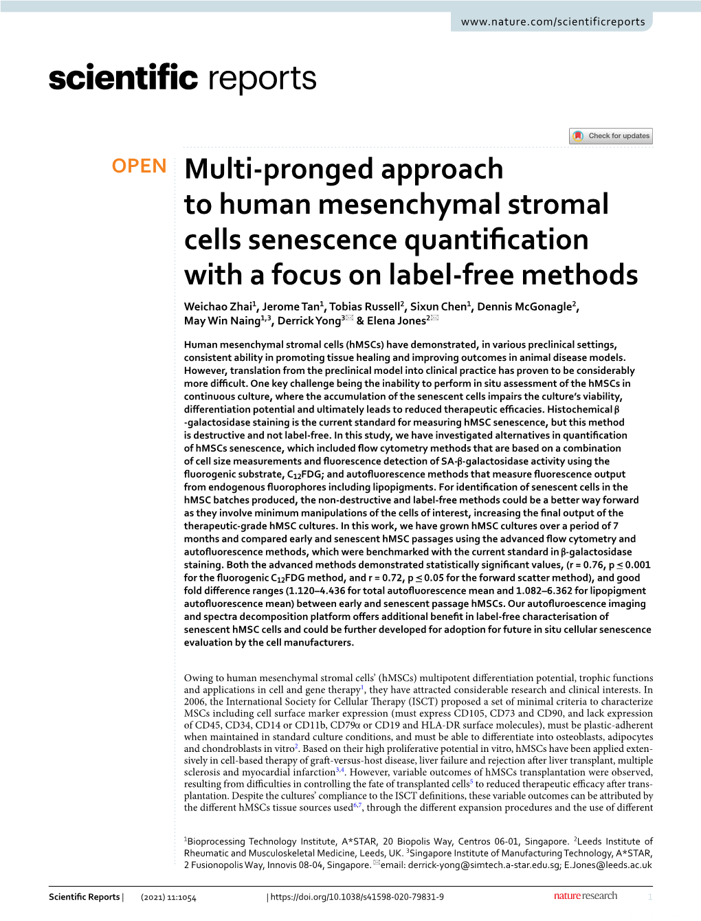 Multi-Pronged Approach to Human Mesenchymal Stromal Cells