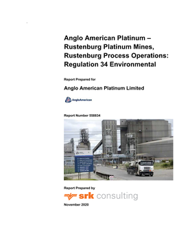 Anglo American Platinum – Rustenburg Platinum Mines, Rustenburg Process Operations: Regulation 34 Environmental