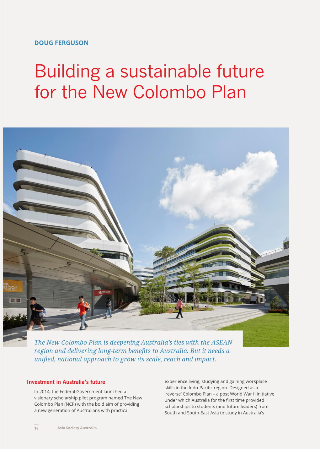 Building a Sustainable Future for the New Colombo Plan