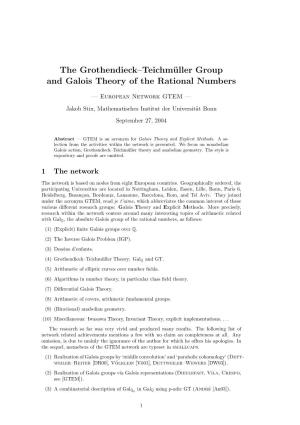 The Grothendieck–Teichmüller Group and Galois Theory of the Rational