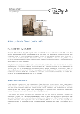 A History of Christ Church (1862 - 1967)