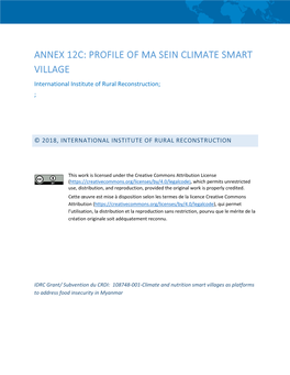 ANNEX 12C: PROFILE of MA SEIN CLIMATE SMART VILLAGE International Institute of Rural Reconstruction; ;
