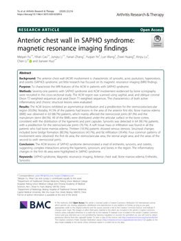 Anterior Chest Wall in SAPHO Syndrome