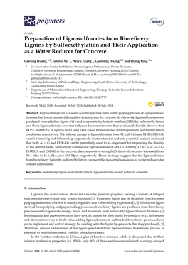 Preparation of Lignosulfonates from Biorefinery Lignins By