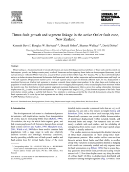 Thrust-Fault Growth and Segment Linkage in the Active Ostler Fault Zone, New Zealand