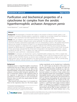 Purification and Biochemical Properties of a Cytochrome Bc