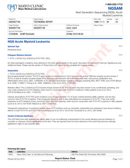 Laboratory Service Report