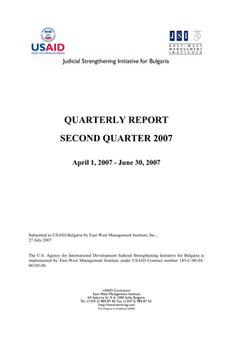 Quarterly Report Second Quarter 2007