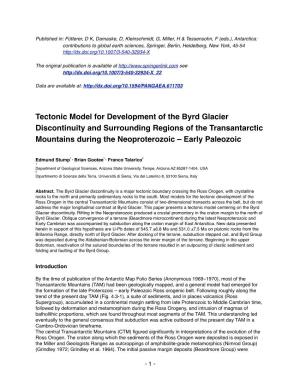 Tectonic Model for Development of the Byrd Glacier Discontinuity and Surrounding Regions of the Transantarctic Mountains During the Neoproterozoic – Early Paleozoic