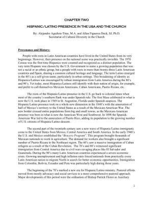 Hispanic/Latino Presence in the Usa and the Church