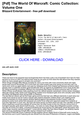 Comic Collection: Volume One Blizzard Entertainment - Free Pdf Download