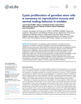 Cystic Proliferation of Germline Stem Cells Is Necessary to Reproductive