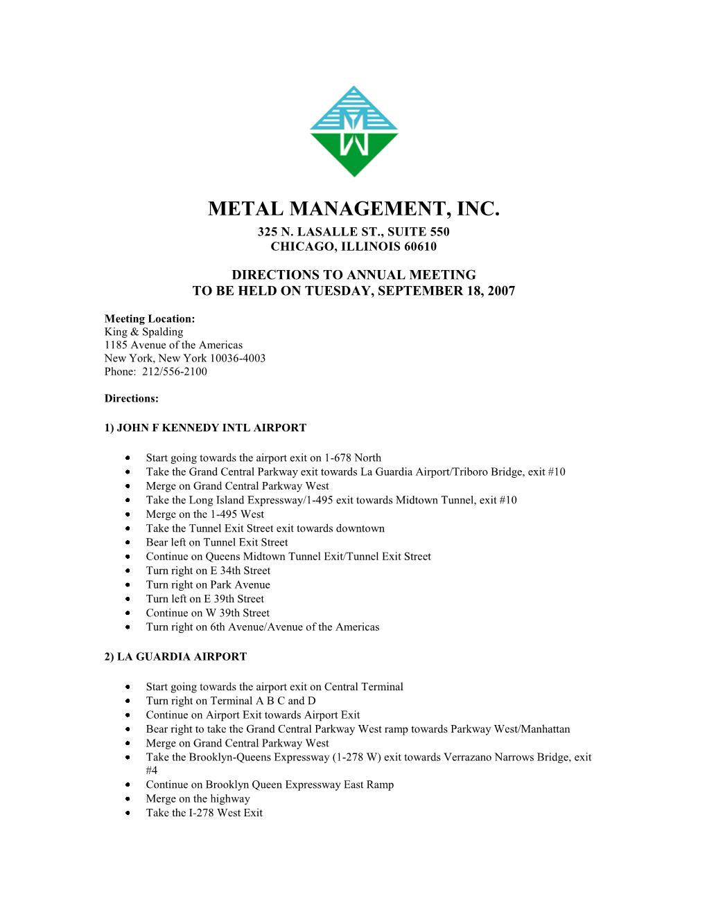 Metal Management, Inc. 325 N